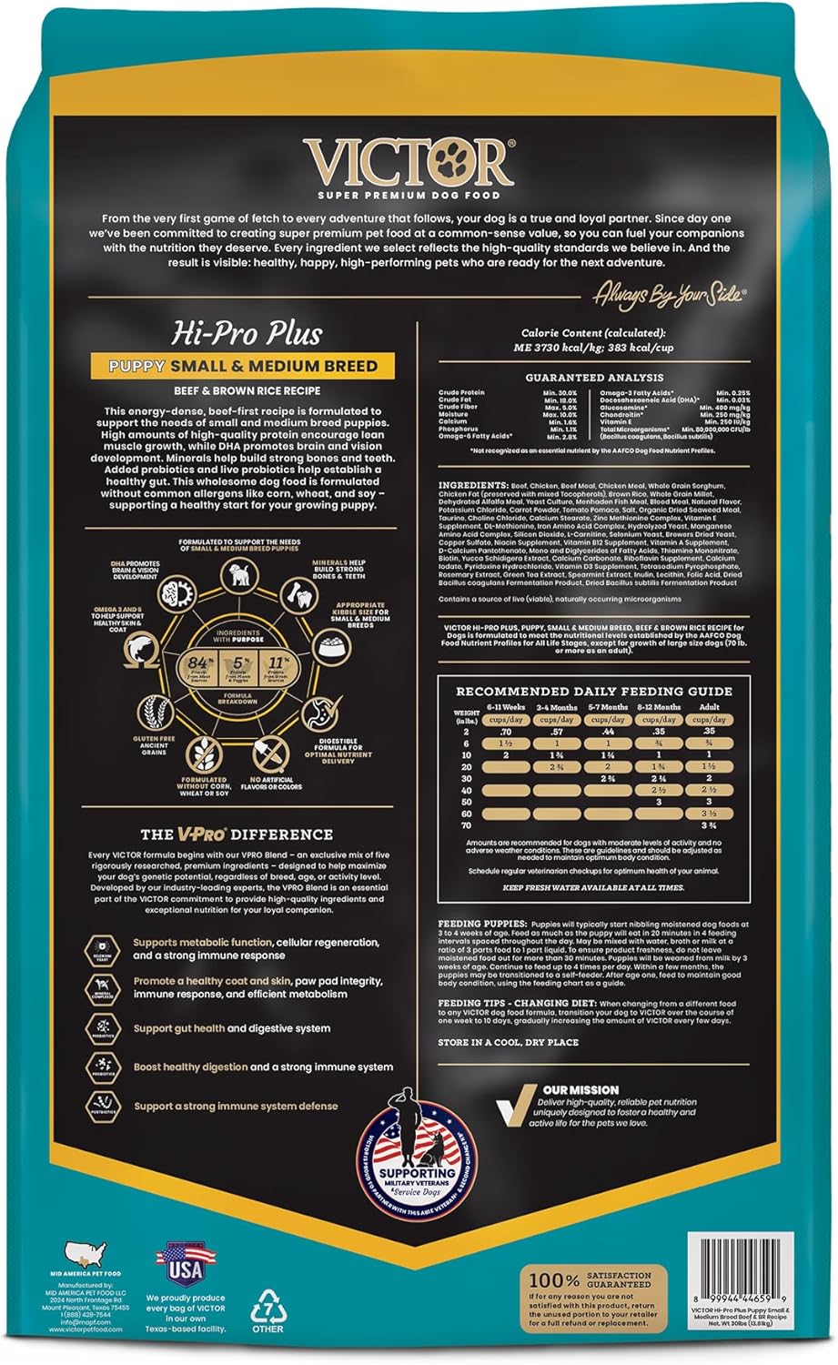 VICTOR Classic - Hi-Pro Small & Medium Breed Puppy, 30-lb