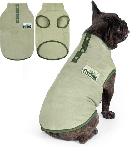 cyeollo Fleece Dog Sweater, Turtleneck Dog Sweatshirt Stretchy Pullover Fleece Vest Warm Winter Fall Clothes for Small Dogs Boy Puppy Pet Apparel, Green S