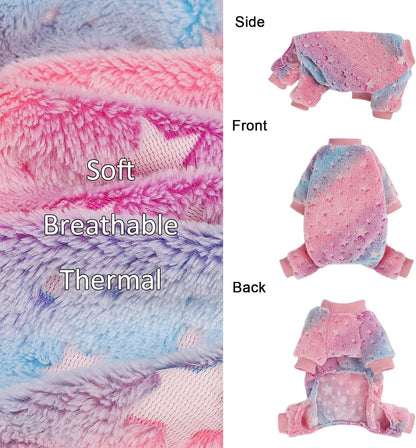 Dog Sweaters Small Girl Warm Fleece Pajamas, Cute Extra Small Dog Clothes, 4 Legs Puppy Jumpsuit Pjs Soft Stretchy Doggie Onesies Pet Outfit Apparel for Chihuahua Yorkie