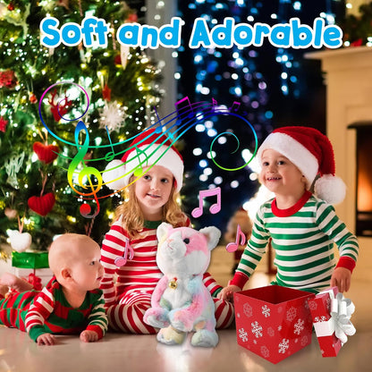 Colorful Plush Robot Cat Stuffed Animal Interactive Cat Robot Toy, Robotic Cat Barking Meow Kitten Touch Control, Animated Kitty Cat Pet, Robot Kitty Toy for Baby Birthday H:12"