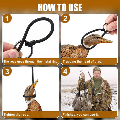 TOBWOLF Duck & Bird Tote with 12 Drops Slip Ring, Metal Loop Goose & Duck Hanger, Waterfowl Tote, Dove Bird Carrier, Paracord