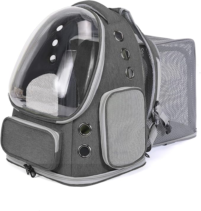Cat Backpack Carrier for Large Cats, Expandable Cat Bubble Backpack, Dog Carriers for Small Medium Dogs, Airline Approved Pet Carrier for Travel Hiking Outdoor(Grey)