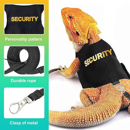 Escape Proof Adjustable Bearded Dragon Leash and Harness Set, Cute Lizard Costume Accessories for Leopard Geckos, Iguanas & Small Pets, Outdoor Walking