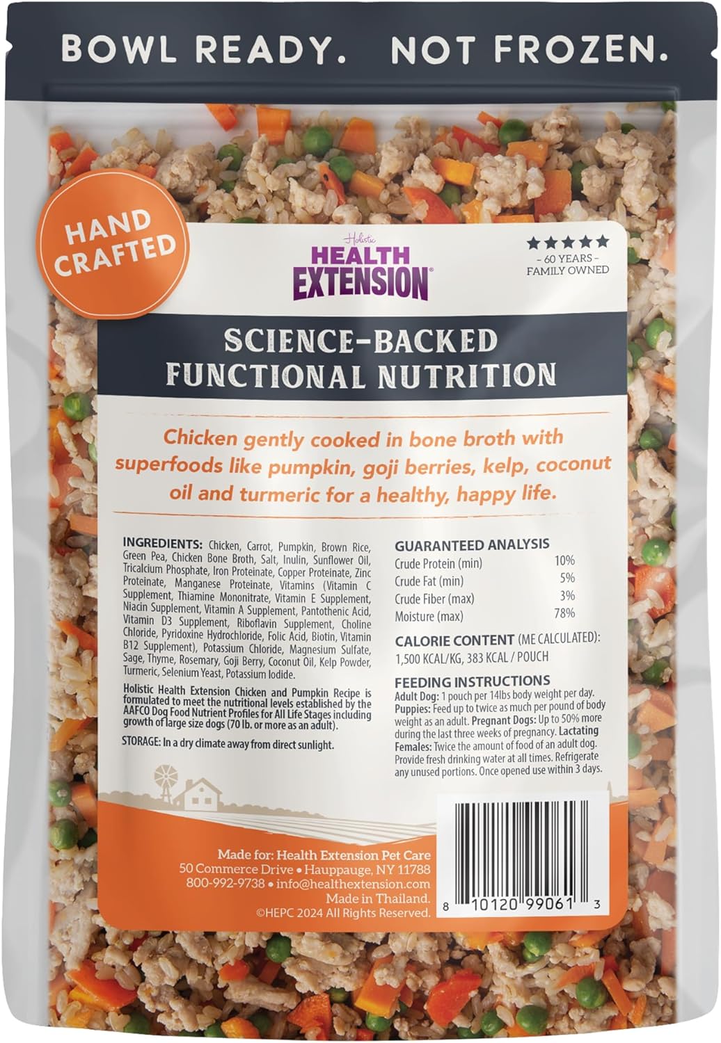 Health Extension Gently Cooked Chicken & Pumpkin Dog Food, Human-Grade & Shelf-Stable with Superfoods, Supports Digestion, Immunity, Skin & Coat, 9 oz Pouch (Pack of 1)