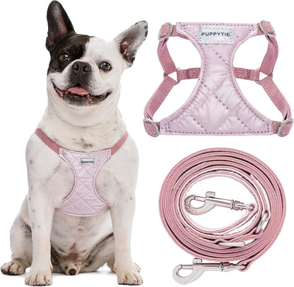 Puppytie No Pull Dog Harness with Multifunction Dog Leash,Soft Adjustable No Choke Escape Proof Pet Harness Vest for Medium Dogs,Glossy Pink,M