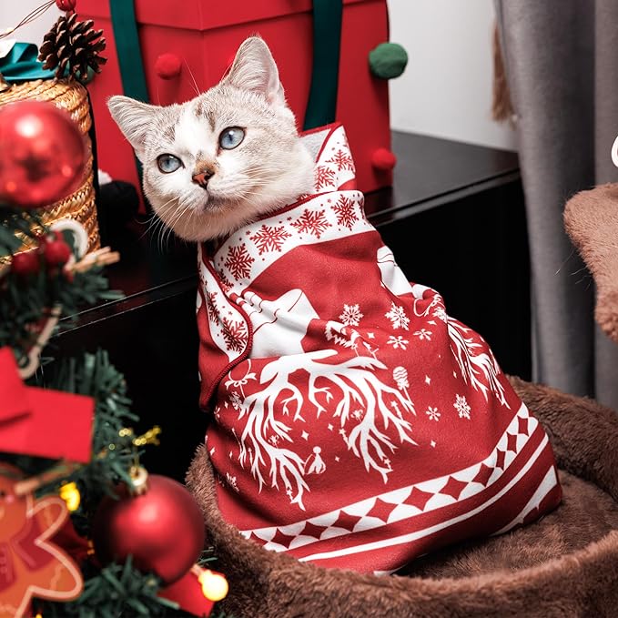 27.5" Large Cat Wrap for Nail Trimming，Self-adherent Cat Grooming Wrap for Adult Cat & Small Dog, Anti-Scratch Cat Swaddle Burrito Wrap for Medicine,Nail Clipping,Ear Cleaning,Teeth Brushing