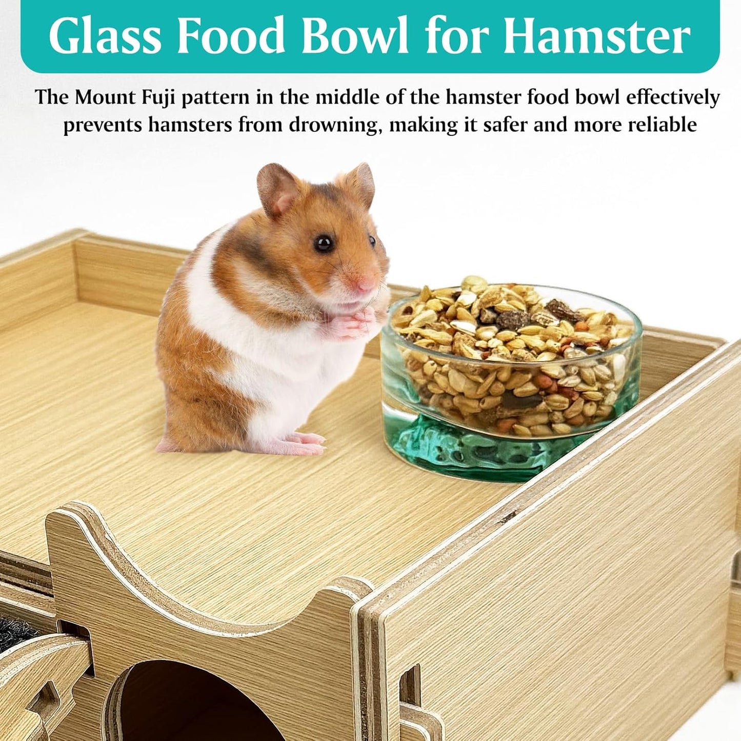 BNOSDM 2Pcs Hamster Food and Water Bowl Mountain Fuji Style Glass Drinking Dwarf Hamster Feeder Anti-Turning Dish for Syrian Hamsters Gerbils Mice Rats or Other Similar-Sized Pets (Green)