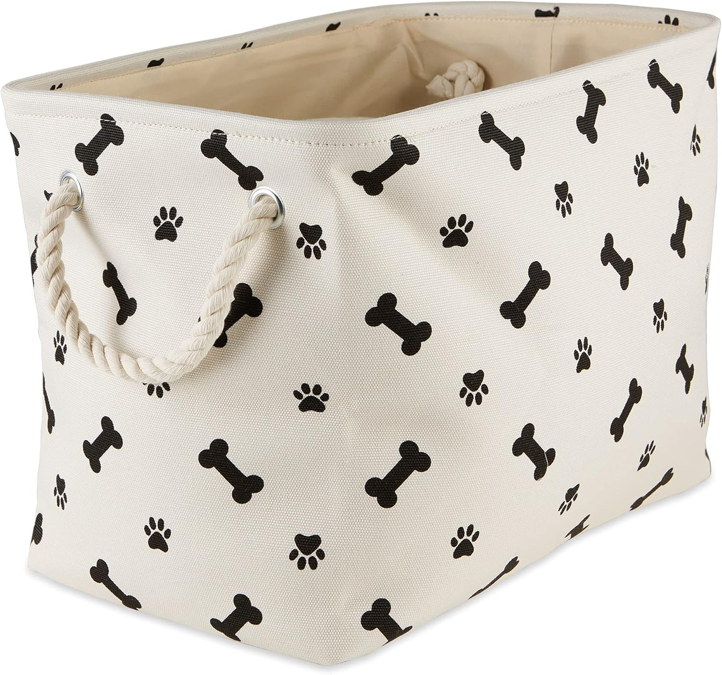 Bone Dry Pet Storage Collection Paw and Bone Print, Small Rectangle, 14x8x9, Black