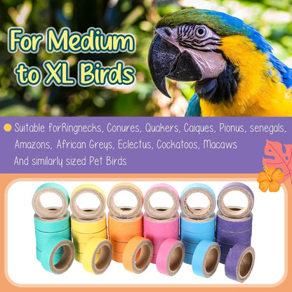 Skyygemm 60 Pcs Fatty Bagels Bird Toys Bulk for Parrots Durable Cardboard Chewing Shredding Foraging Foot for Medium & Large Parrot Mini Macaws African Greys Cockatoos Eclectus Senegal