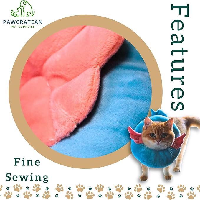 Adjustable Comfy Flower Style Elizabeth Collar for Cats Puppies Soft Recovery Cone Pet Protective Neck Collar (Blue Angel Wing, Medium)