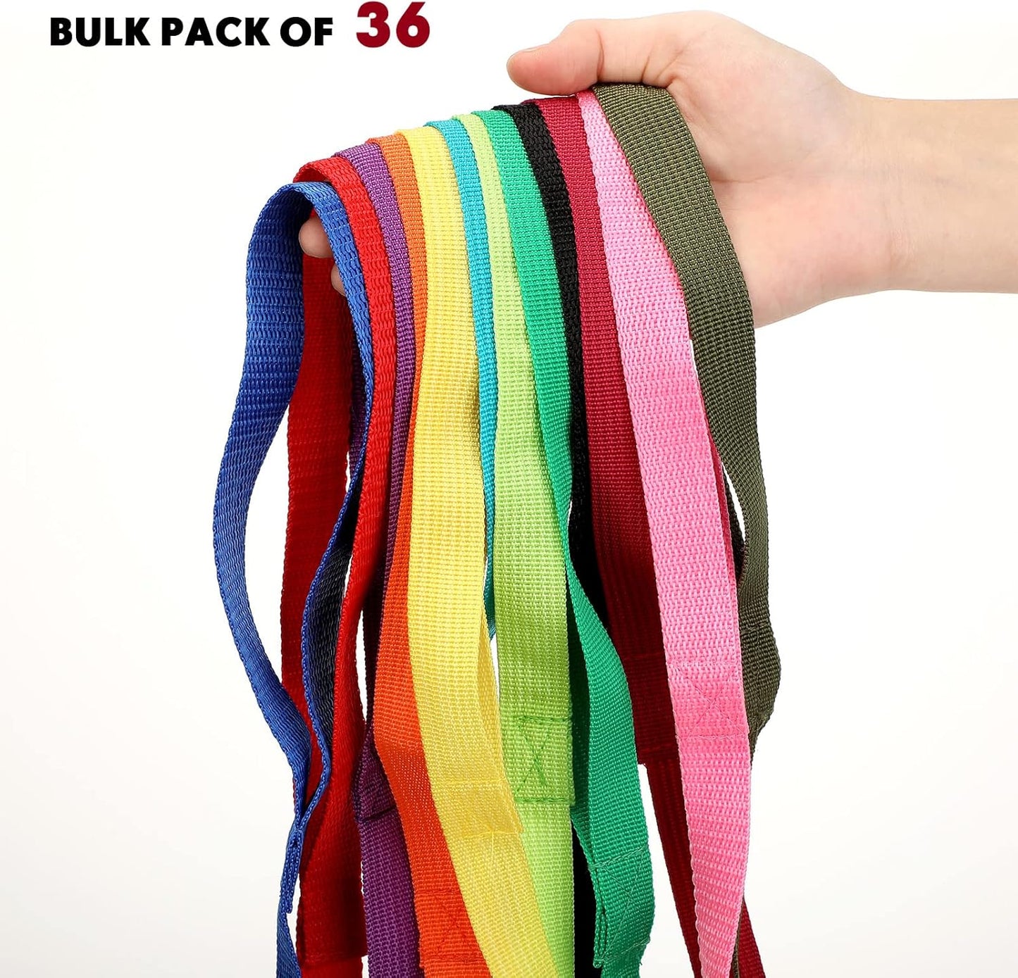 Hillban 36 Pcs Dog Leash Bulk 5 ft Multicolored Puppy Training Leash Slip Pet Traction Nylon Rope for Small Medium Dogs Agility, Yard, Camping, Backyard Play(12 Colors)