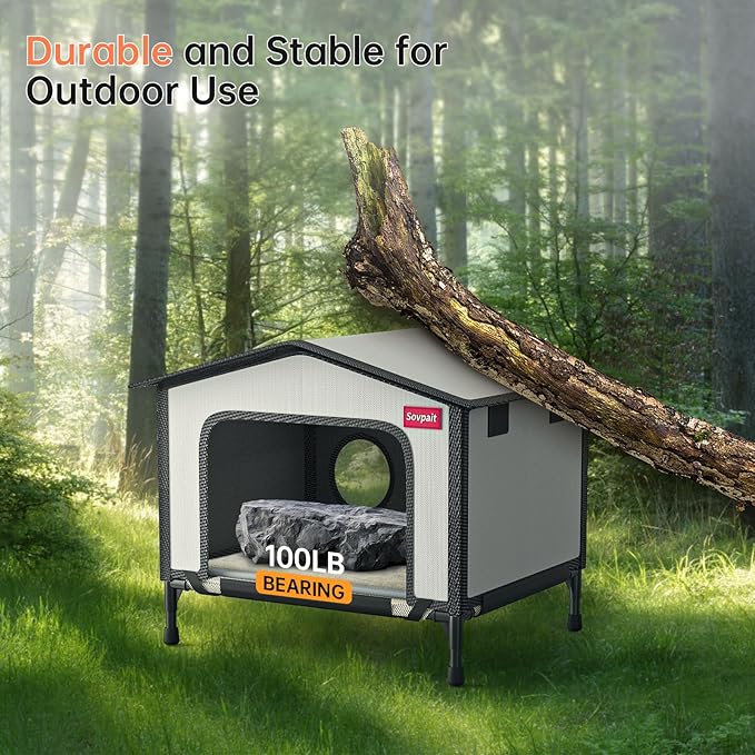 SOVPAI Outdoor cat House, Waterproof cat House for Stray Pets, Suitable for Outdoor/Indoor Cats, Easy to Assemble and Clean, Suitable for Multiple Pets and Large Cats (Green, M 19 * 13 * 14.8)