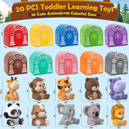 Learning Toys for Toddlers 1 2 3 Year Old Toddlers, 20Pcs Safari Animal Toys, Finger Puppets, Montessori Counting, Matching & Sorting, Christmas Birthday Gifts for Baby Boys Girls Age 12-18 Months