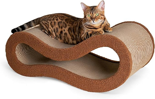 Cloud Lounge Cat Scratching Pad, Reversible Scratch Board with Natural Curves for Freestyle Scratching & Ergonomic Support, Extra Wide Cat Bed for Large Cats, Premium Cardboard & Cozy Fabric