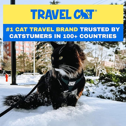 Travel Cat The Emerald Explorer Limited Edition Green Harness and Leash Set - Adjustable Fit Mesh Cat Harness with Reflective Strap - Escape Proof Harness for Cats, Kitten (Large)