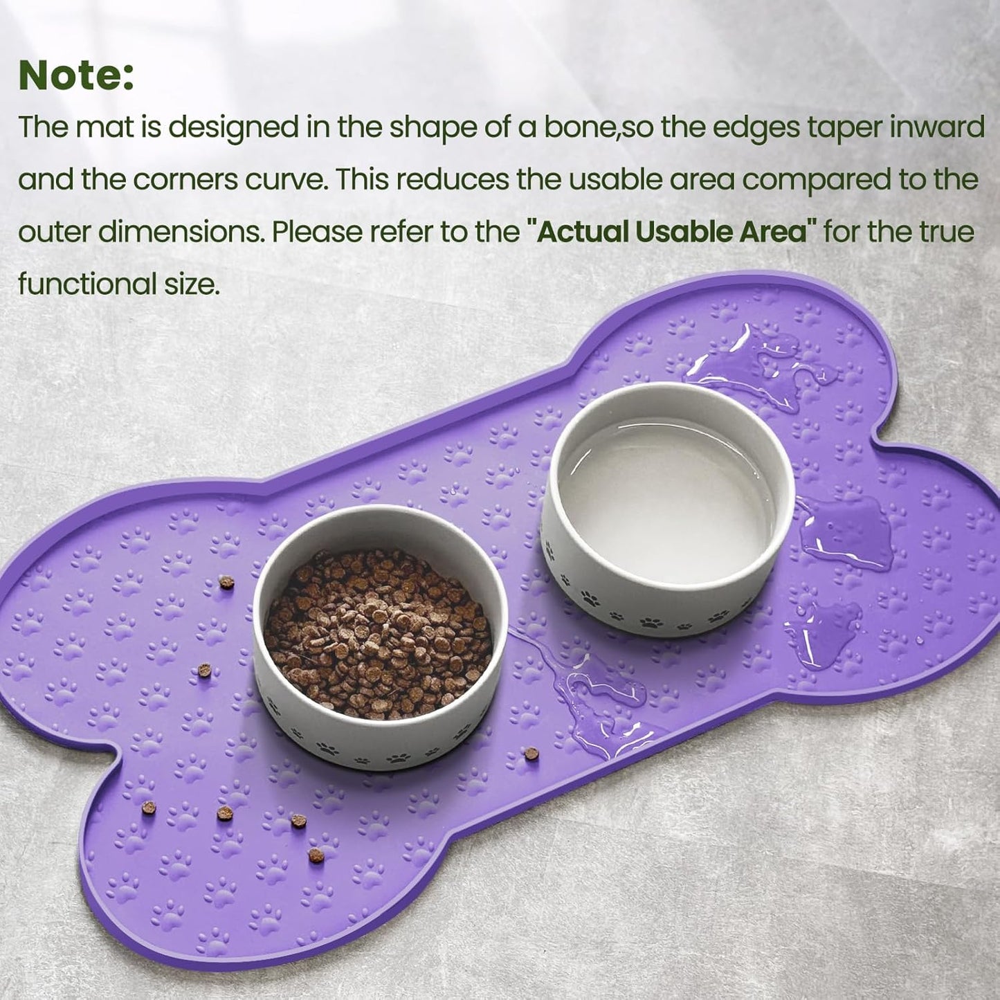 Dog Food Mat Anti-Slip Silicone Dog Bowl Mat Thicker Pet Placemat Waterproof Cat Feeder Pad with Raised Edge Puppy Kitten Feeding Mats Suitable Small Medium-Sized Dogs Cats Eating Tray