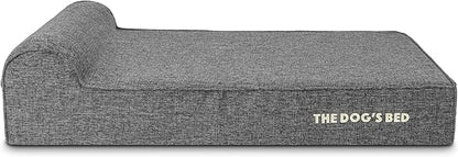 The Dog’s Bed Orthopedic Headrest Dog Bed, Large Grey Linen, Memory Foam, Pain Relief for Arthritis, Hip & Elbow Dysplasia, Post Surgery, Lameness, Waterproof Washable Cover
