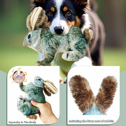 Dog Toy Rabbit Squeak,Attractive Squeaking Sound is Suitable for Dogs to Interact and Play on Outdoor Grass, Suitable for Small and Medium-Sized Dogs, Cute Plush Rabbits (Green)