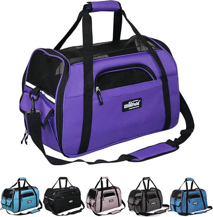 EliteField Soft Sided Pet Carrier (3 Year Warranty, Airline Approved), Multiple Sizes and Colors Available (Medium: 17" L x 9" W x 12" H, Purple)