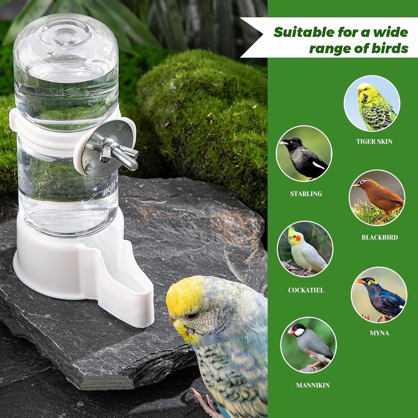 4 Pcs Bird Feeder Water Dispenser, Bird Feeder and Drinker Set, Automatic Bird Feeder for Cage, Hanging Bird Food Bowl, Bird Cage Accessories for Hamsters,Pigeons,Parrot