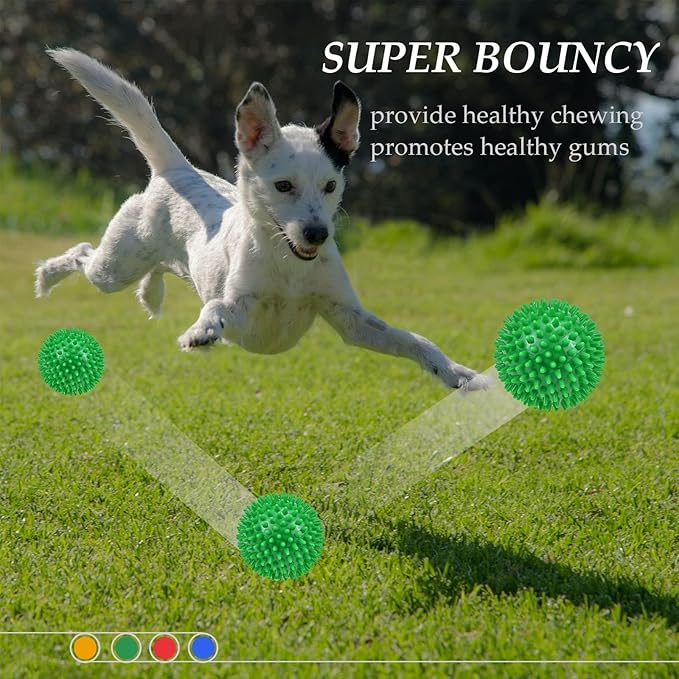 Dog Balls 4.5" Squeaky Dogs Ball for Large Spikey Dog Ball for Aggressive Chewers Heavy Duty Teething Medium Durable Dogs Balls (2 Pack)
