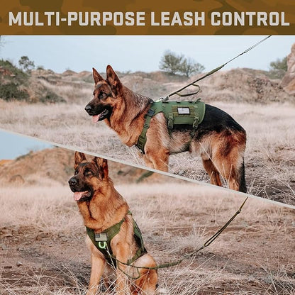 Forestpaw Dog Harness Medium Sized,Tactical Dog Harness with Handle,No Pull Military Style Service Dog Vest with Pockets Adjustable for Medium Large Dogs,Green,Chest 21.5-45"