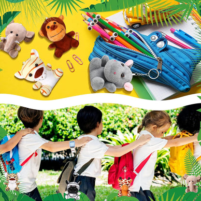 HyDren 40 Pack Mini Stuffed Jungle Animals in Bulk 4.7 Inch Safari Plush Toys,Lion Tiger Elephant Giraffe Leopard Monkey Hippo Zebra Forest Plush Dolls for Animal Theme Party Favors Classroom Award