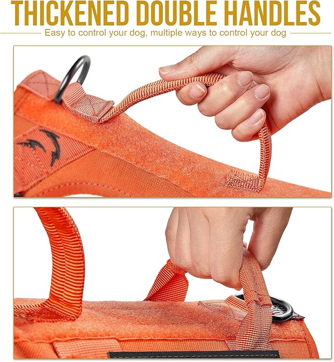 OneTigris Tactical Large Dog Harness, 5X Metal Buckled No Pull Service Dog Harness Vest with Hook & Loop Panels, Military Heavy Duty Dog Vest for Walking Hiking Training