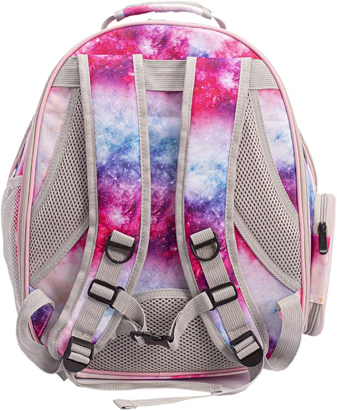 Front Expandable Cat Backpack Carrier, Fit up to 20 lbs, Space Capsule Astronaut Bubble Window Backpack for Large Fat Cat and Small Puppy, Galaxy Pink Print