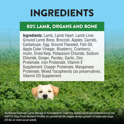 Northwest Naturals Freeze-Dried Lamb Dog Food - Bite-Sized Nuggets - Grain-Free, High-Protein, Raw Diet, Human-Grade, Limited Ingredients, All Natural, Nutrient-Dense, Healthy & Nutritious - 25 Oz