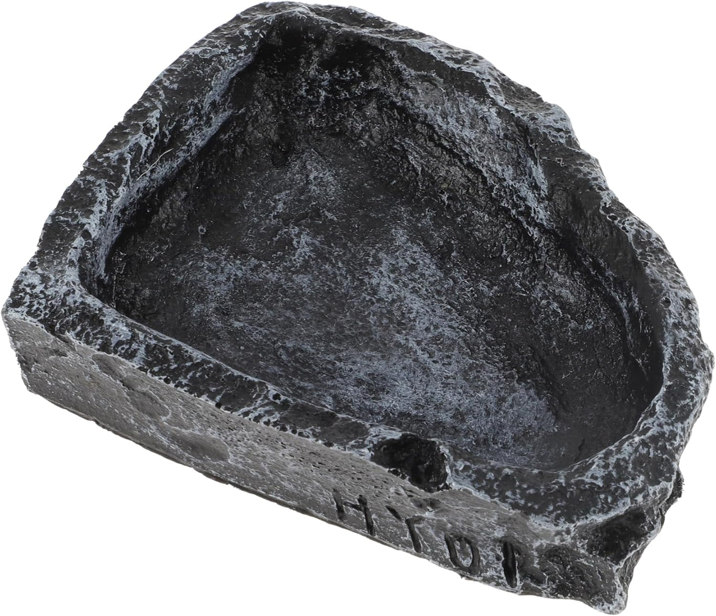 Reptile Food Dish, Resin Lizard Reptile Food Dish, Turtle Water Bowl, Terrarium Feeding Bowl Accessory for Lizard Tortoise Snakes Gecko, Black, 4.72"x3.74"x0.98"