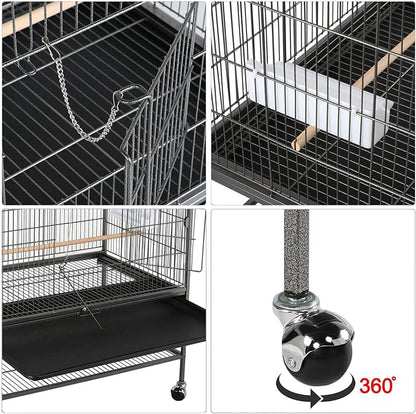 Yaheetech 60.5inch Extra Large Bird Cage Metal Parrot Cage Flight Cage for Cockatiels African Grey Quaker Green Cheek Sun Conure Medium Birds Parrots
