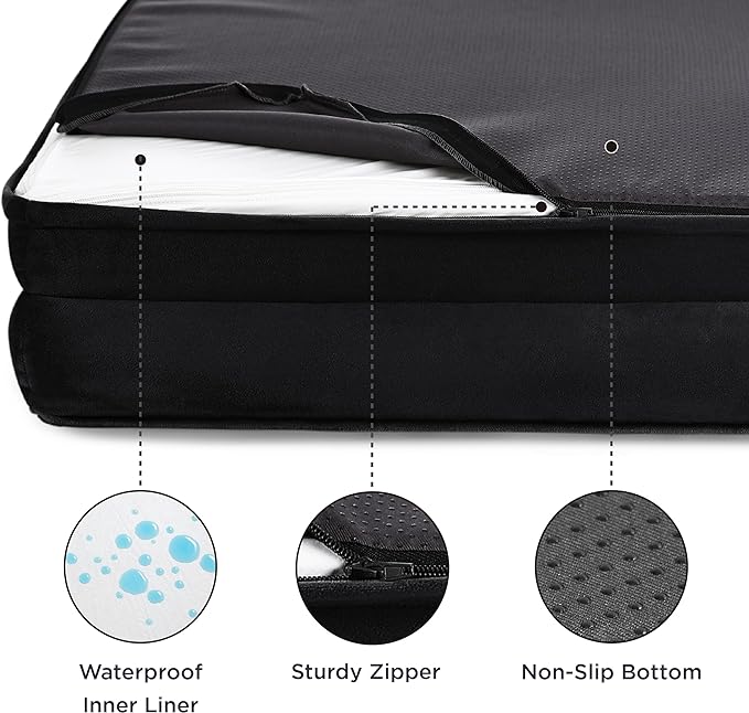 Bedsure XL Plus Orthopedic Dog Bed for Extra Large Dogs - Washable XLarge Dog Cat Bed Waterproof, Comfort Dogs Couch Sofa with Washable Removable Cover, Pet Bed with Nonskid Bottom, Black, 48"