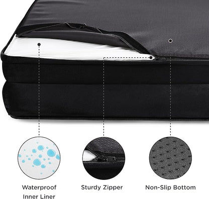 Bedsure Orthopedic Dog Beds for Small Dogs - Washable Small Dog Cat Bed Waterproof, Comfort Pet Couch Sofa with Washable Removable Cover, Pets Bed with Nonskid Bottom, Black, 24"