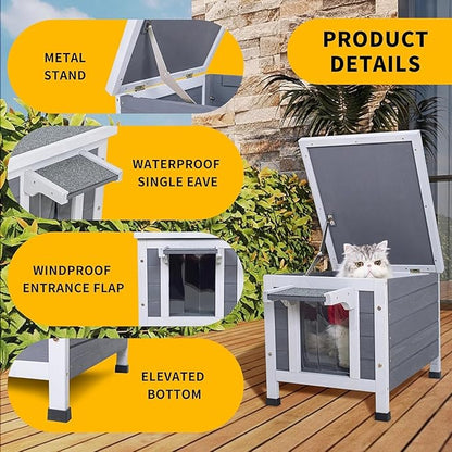 Insulated Outdoor Cat House - All-Weather Proof Shelter with Thermal Layer, Elevated Floor & Asphalt Roof for Winter, Weatherproof & Warm Shelter for Cats