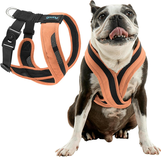 Gooby Comfort X One Dog Harness - Head-in Dog Harness for Small & Medium Sized Dogs - Escape-Free & Choke Free - Breathable Mesh, Shock Absorbing, Easy Snap & Swivel Buckles - Atlanta Peach, Large