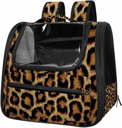 Animal Leopard Print (1) Cat Carrier Backpack,900D Wear-Resistant Oxford Fabric, Dog Carrier Cat Backpacks Suitable for Travel