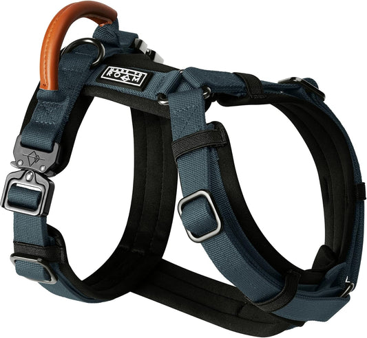 MADE TO ROAM Premium Explorer Harness - Y-Shaped Dog Harness with Adjustable Durable Nylon, Soft Padding, Metal Buckles and Leather Handle for Small, Medium, Large Dogs (Colorado Nightsky, Size 1)