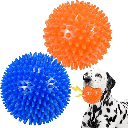 Dog Balls 4.5" Squeaky Dogs Ball for Large Spikey Dog Ball for Aggressive Chewers Heavy Duty Teething Medium Durable Dogs Balls (2 Pack)