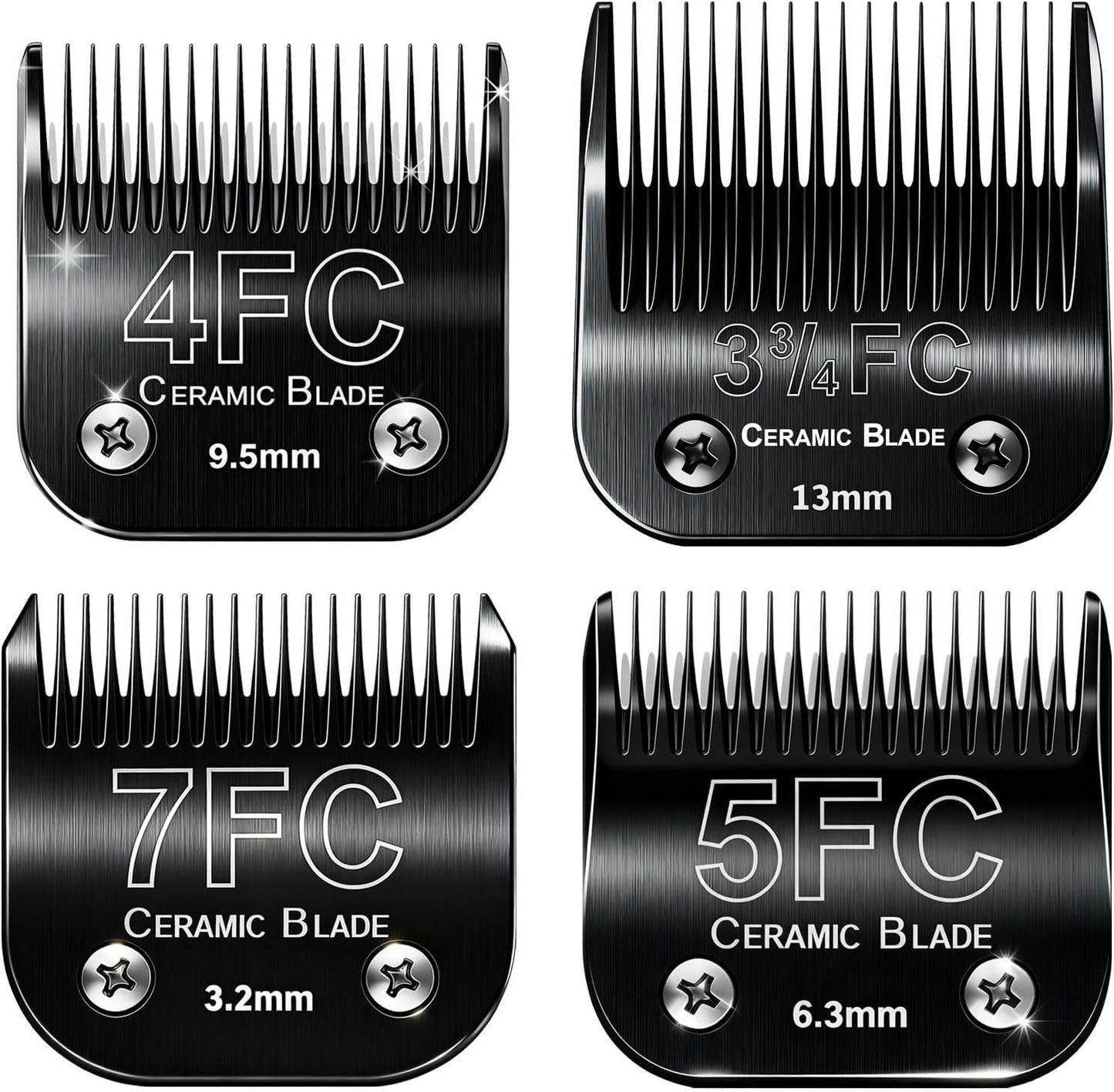 Dog Grooming Clipper Blades Replacement Compatible with Andis Dog Clippers,Most OsterA5, Wahl KM Series Pet Clippers (Black(3FC+4FC+5FC+7FC))