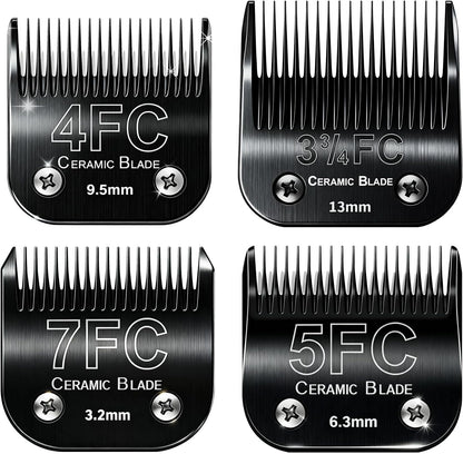 Dog Grooming Clipper Blades Replacement Compatible with Andis Dog Clippers,Most OsterA5, Wahl KM Series Pet Clippers (Black(3FC+4FC+5FC+7FC))