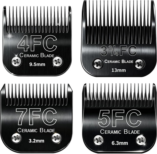 Dog Grooming Clipper Blades Replacement Compatible with Andis Dog Clippers,Most OsterA5, Wahl KM Series Pet Clippers (Black(3FC+4FC+5FC+7FC))