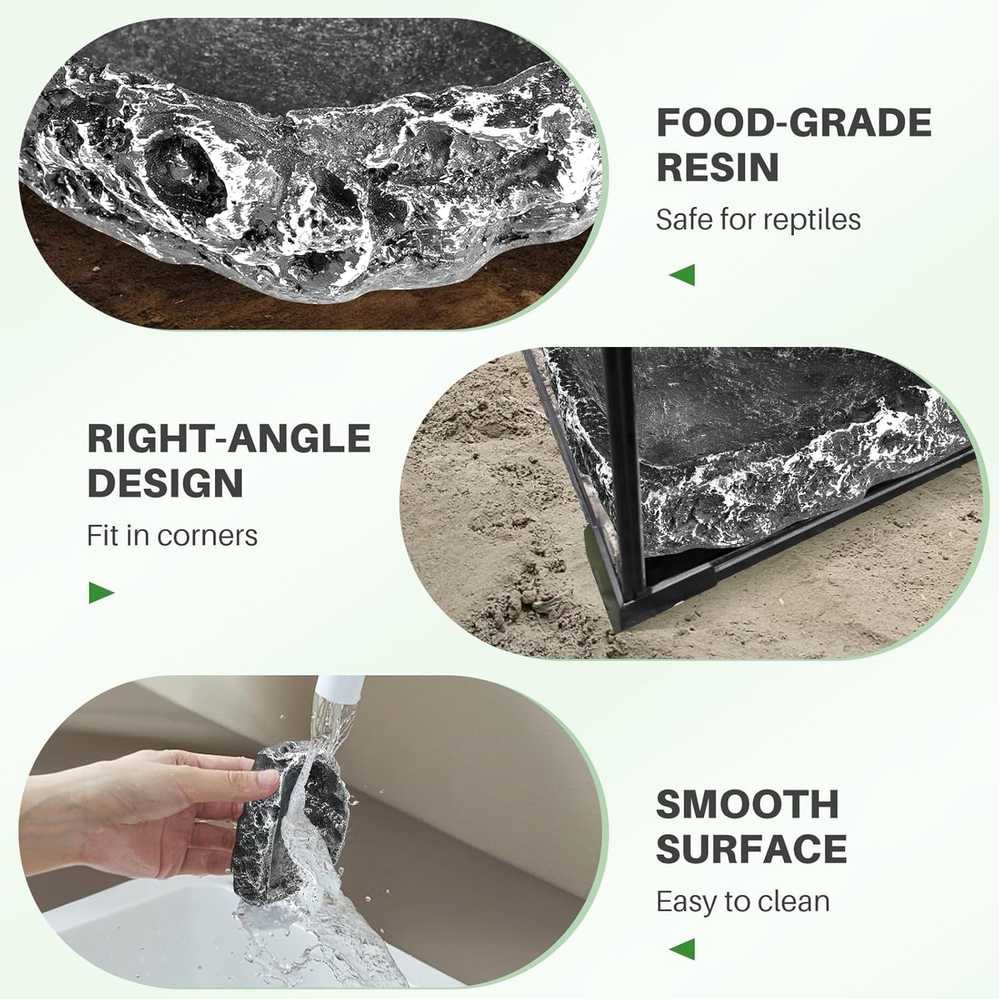 TRUVIC 2 Pack Reptile Feeding Dish Set, Reptile Water Dish Food Bowls for Bearded Dragon Tank Accessories, Resin Terrarium Bowls for Leopard Gecko, Lizard, Chameleon, Hermit Crab, Tortoise, Frog