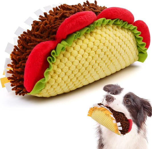 Prime Pets Plush Taco Dog Toy, Dog Squeaky Toys, Food Shaped Pet Toy for Small Medium Large Dogs, Stuffed Puppy Chew Toys