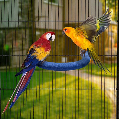 U Shape Parrot Perch Stand Toy Bird Platform Sand Paw Grinding Clean Stick Exercise Conure Budgie Cockatiel Cage Accessories (Small-Blue)