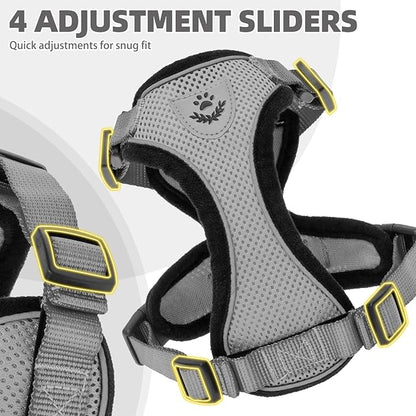 PUPTECK Cat Harness and Leash Set Escape Proof Reflective Cat Walking Harness Adjustable Soft Breathable Mesh Vest for Small Pets, Grey, S