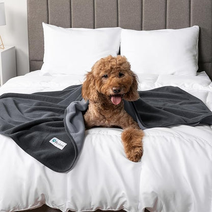 PetAmi Waterproof Dog Blanket for Extra Large Pets Dogs Cats, Large Pet Couch Cover Protector for Furniture, Reversible Washable Soft Fleece Cat Blanket for Bed Couch Sofa, 60x80 (Gray/Light Gray)