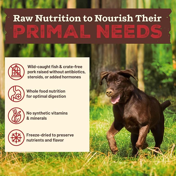 Primal Kibble in The Raw, Freeze Dried Dog Food, Fish & Pork, Scoop & Serve, Made with Raw Protein, Whole Ingredient Nutrition, Crafted in The USA, Dry Dog Food 5.4 lb Bag