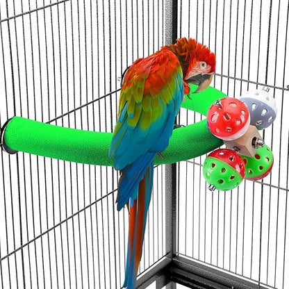 U Shape Parrot Perch Stand Toy Bird Platform Sand Paw Grinding Clean Stick Exercise Conure Budgie Cockatiel Cage Accessories (Green-Rotate)
