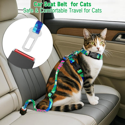 Cat Harness and Leash Set, Escape Proof Cat Harness, Comfortable Soft Lightweight Cat Leash, Use Safe and Easy, Outdoor Walking Travel Kitten Harness for Small Medium Large Cats